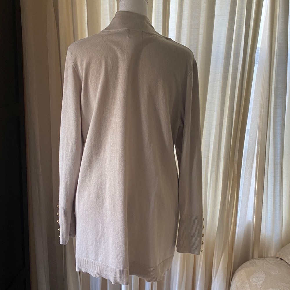 JM Collection Beige Open-Front Cardigan - Picture 5 of 13